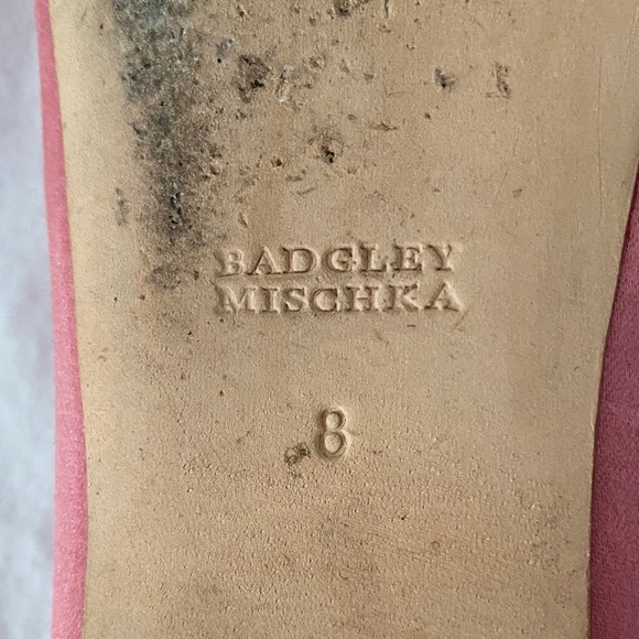 Badgley Mischka Pink Satin Flats with Crystal Detail - Picture 7 of 7